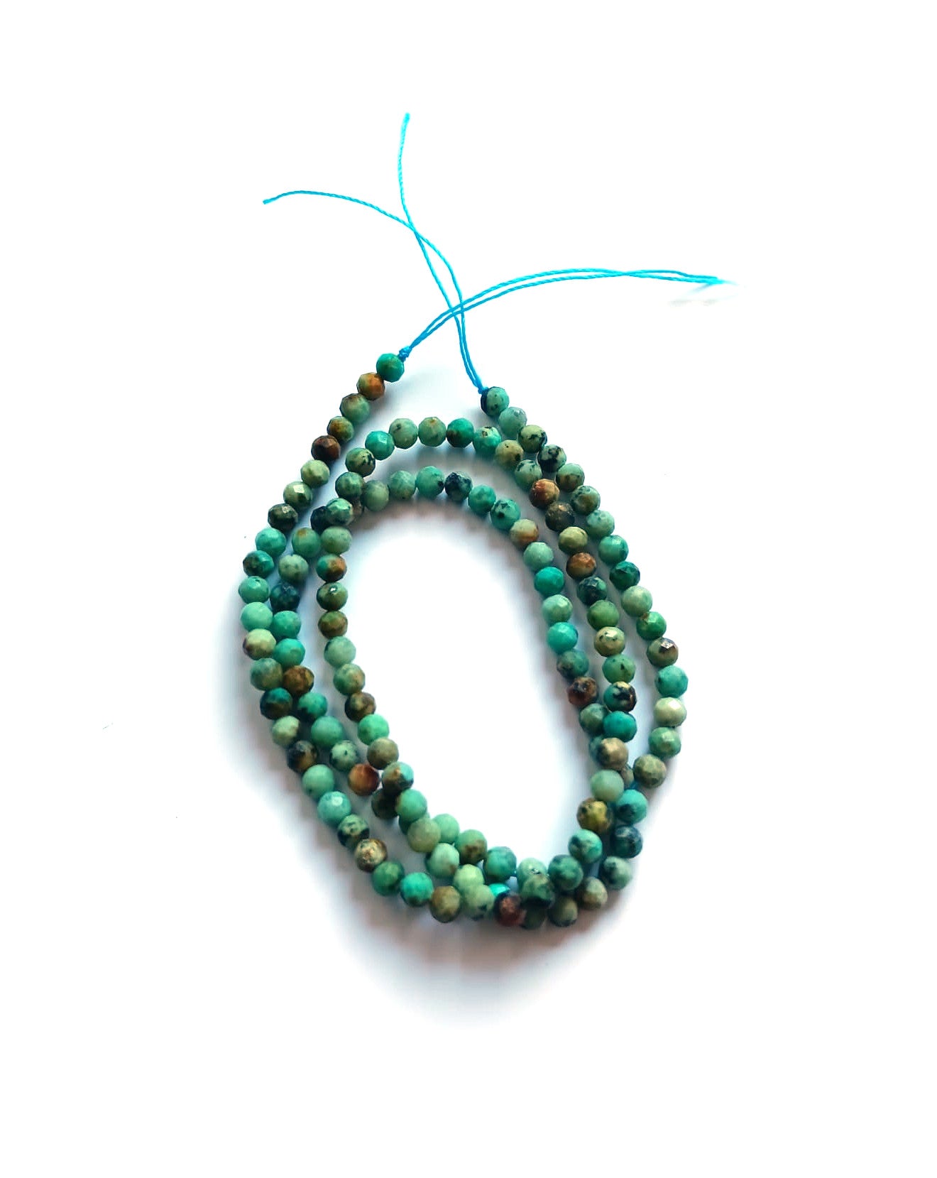 perlesetcreationbijoux - fil de perles rondes à facettes en turquoise africaine de 3 mm