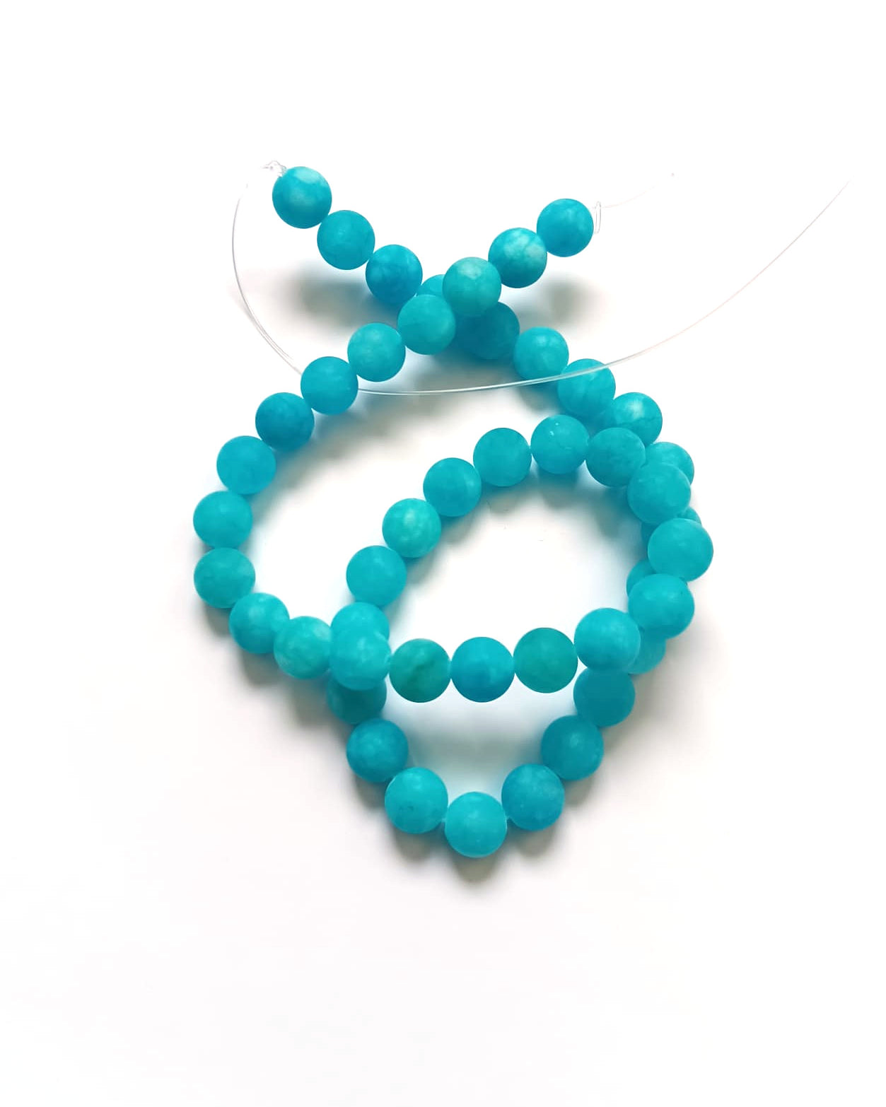 perlesetcreationbijoux - fil de perles de jade naturelle teintées turquoise de 8 mm