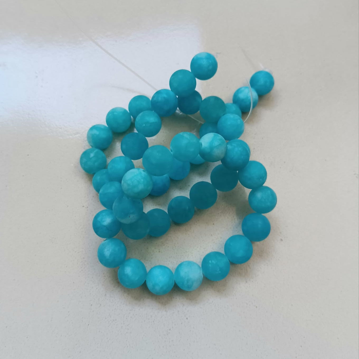 perlesetcreationbijoux - fil de perles de jade naturelle teintées turquoise de 8 mm