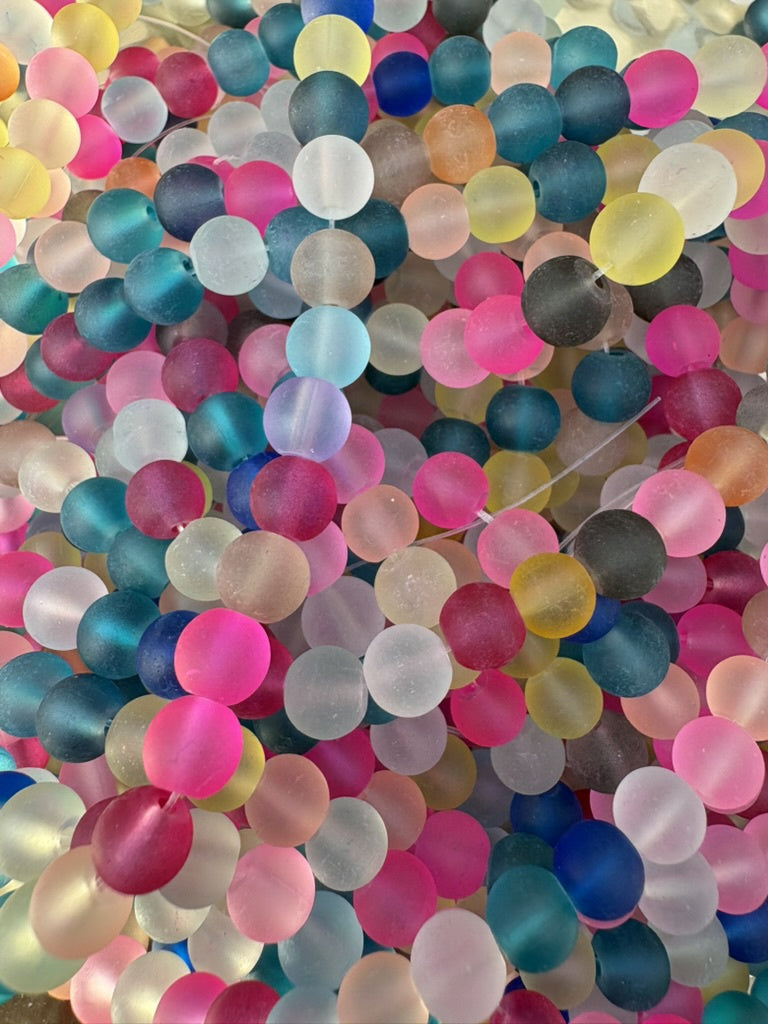 perlesetcreationbijoux - fil de perles rondes en verre dépoli multicolore de 8 mm