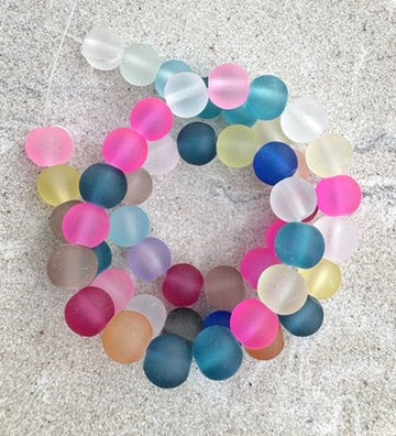 perlesetcreationbijoux - fil de perles rondes en verre dépoli multicolore de 8 mm
