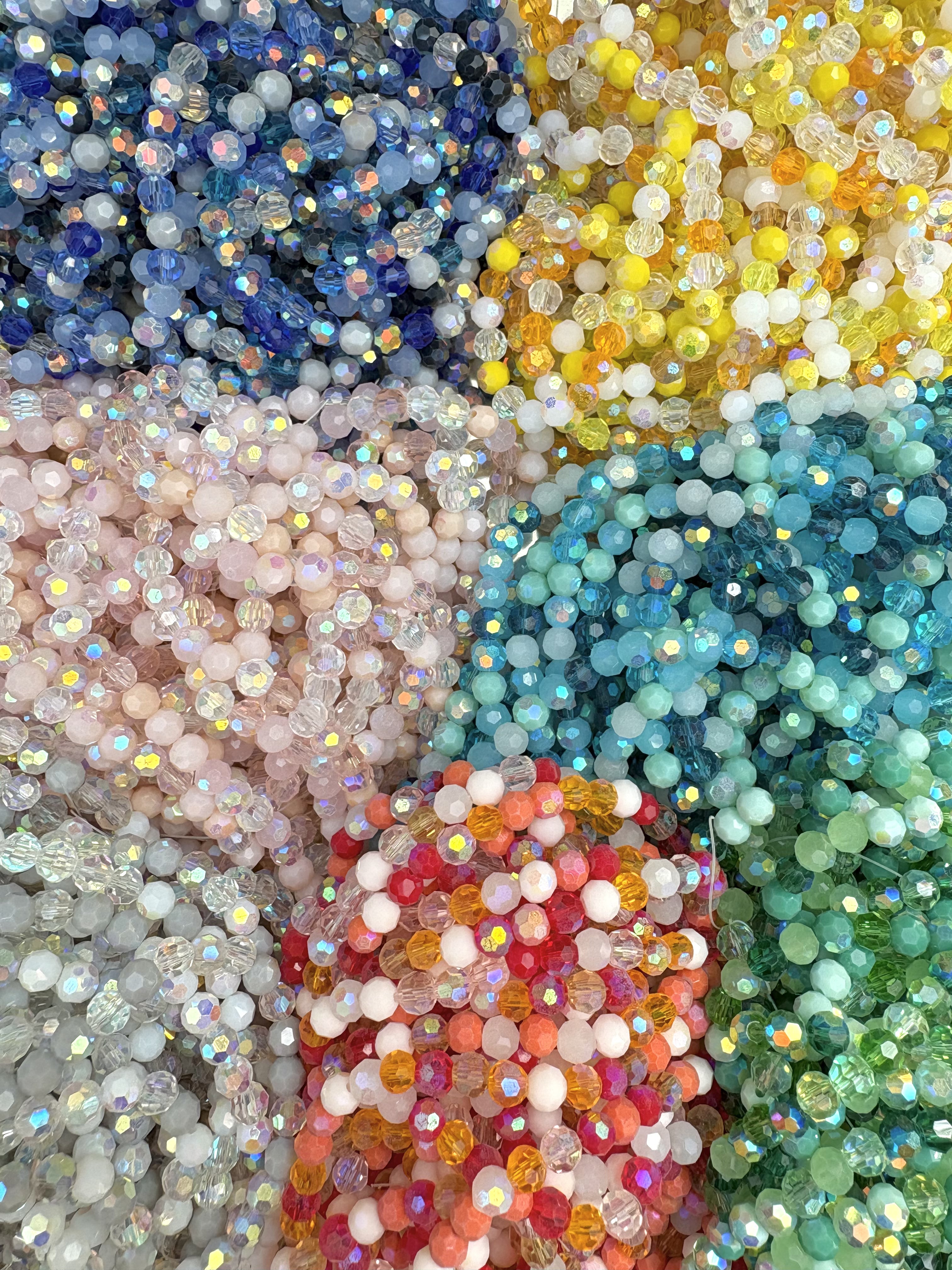 perlesetcreationbijoux - fils de perles rondes à facettes multicolores 6 mm de différentes couleurs