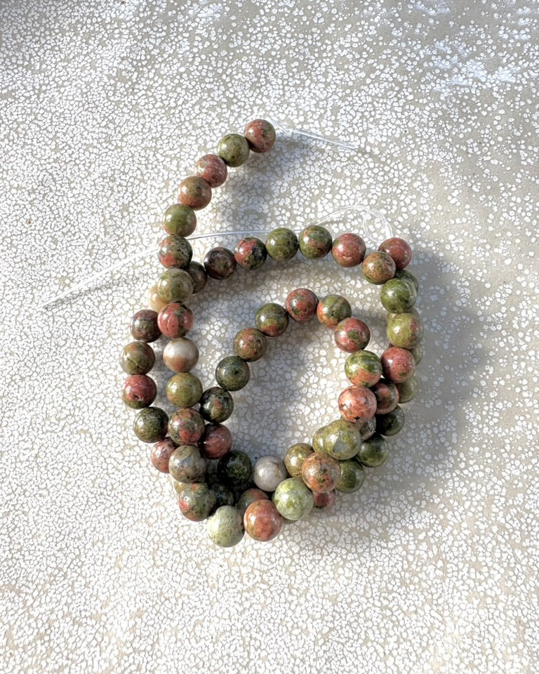 perlesetcreationbijoux - perles rondes en unakite naturelle de 6 mm