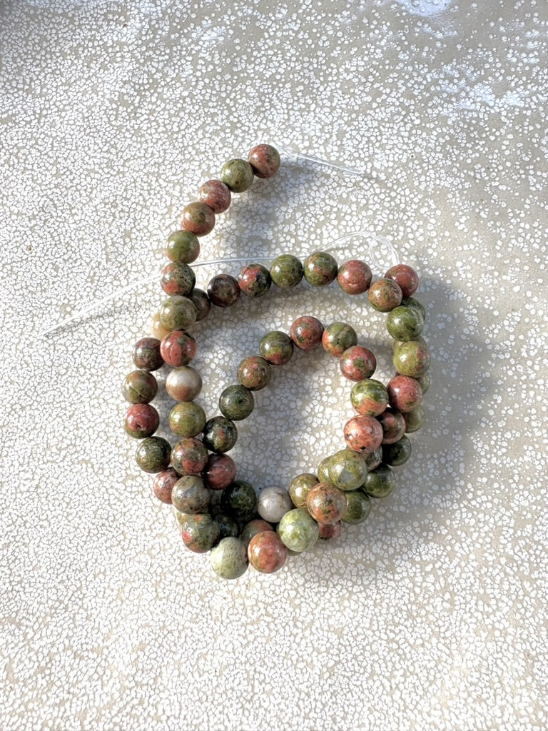 perlesetcreationbijoux - perles rondes en unakite naturelle de 6 mm