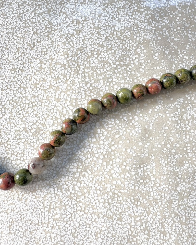 perlesetcreationbijoux - perles rondes en unakite naturelle de 6 mm