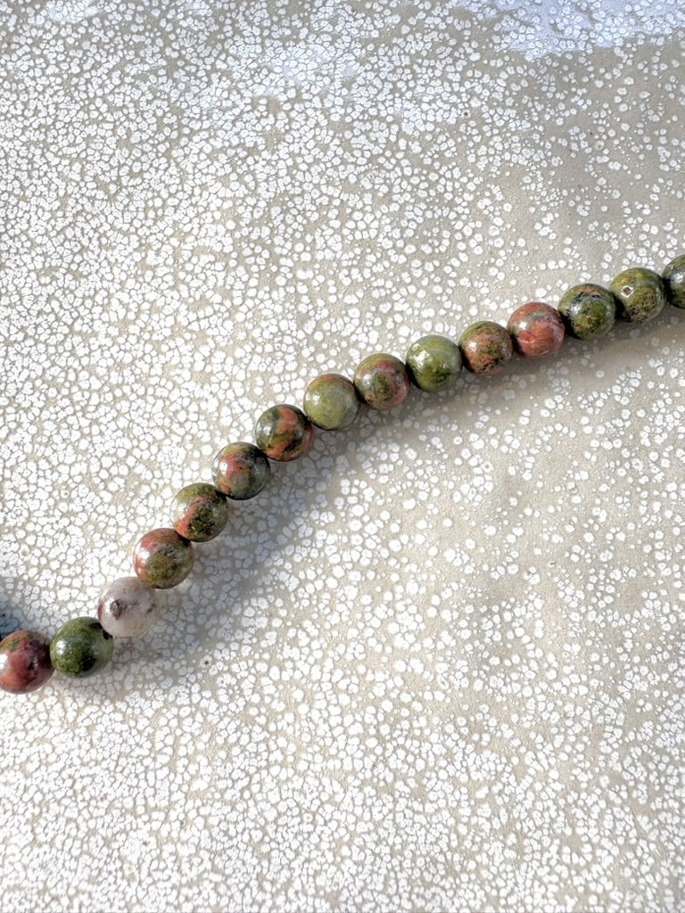 perlesetcreationbijoux - perles rondes en unakite naturelle de 6 mm
