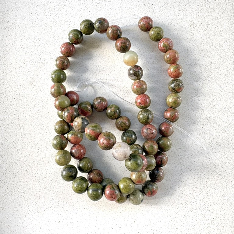 perlesetcreationbijoux - perles rondes en unakite naturelle de 6 mm