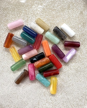 perlesetcreationbijoux - perles tubes marbrées en acrylique de 20x8 mm de différentes couleurs