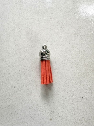 perlesetcreationbijoux - pompon suédine attache argentée 36 mm orange