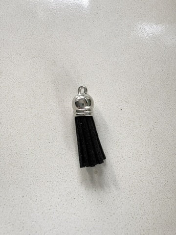 perlesetcreationbijoux - pompon suédine attache argentée 36 mm noir