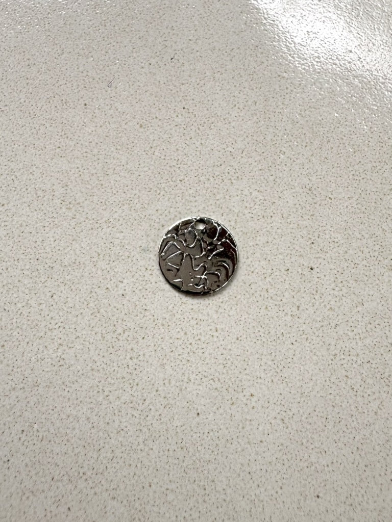 perlesetcreationbijoux - sequin rond effet texturé en acier inoxydable argenté 12 mm