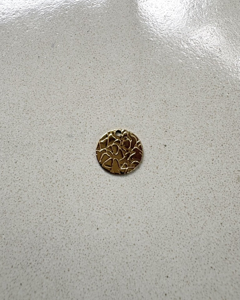perlesetcreationbijoux - sequin rond effet texturé en acier inoxydable doré PVD 12 mm