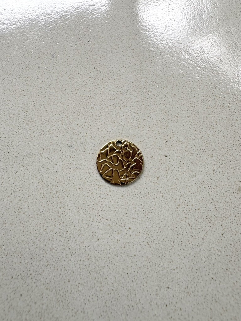 perlesetcreationbijoux - sequin rond effet texturé en acier inoxydable doré PVD 12 mm