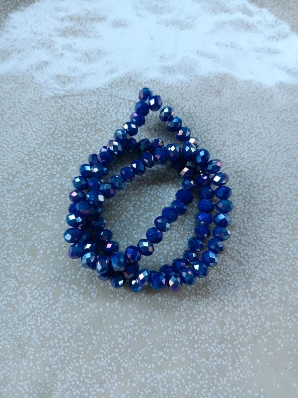perlesetcreationbijoux - fil de perles rondelles à facettes en verre 6x4 mm  bleues