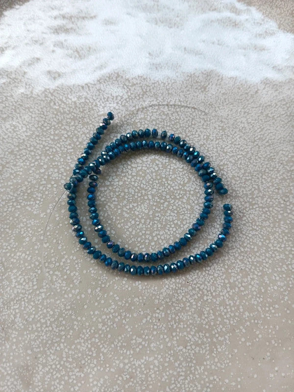 Fil de perles rondelles à facettes en verre - 3x2 mm - 130 perles