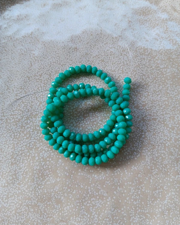 perlesetcreationbijoux - fil de perles rondelles à facettes en verre 4x3 mm  turquoise