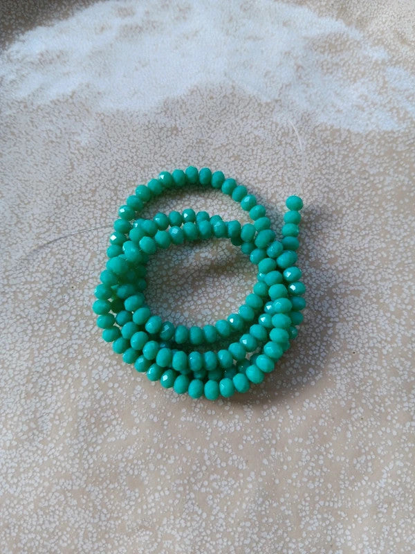 perlesetcreationbijoux - fil de perles rondelles à facettes en verre 4x3 mm  turquoise