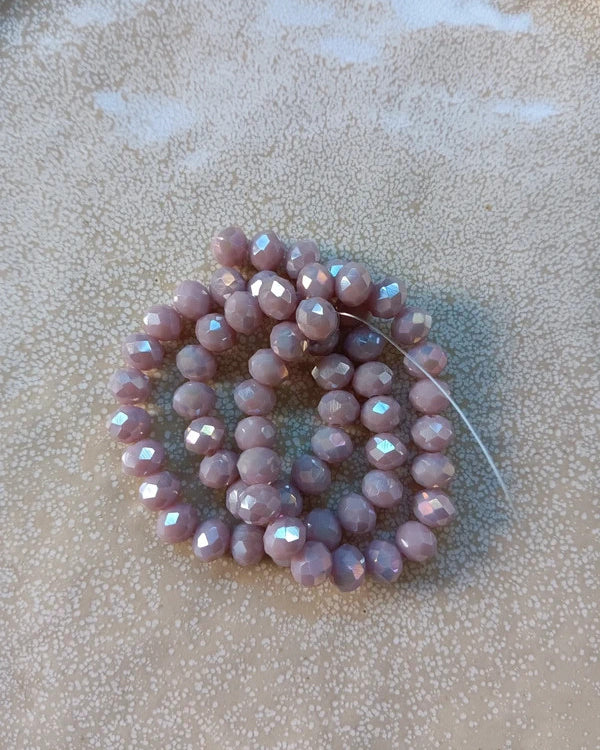 Fil de perles rondelles à facettes en verre - 8x6 mm - 60 perles