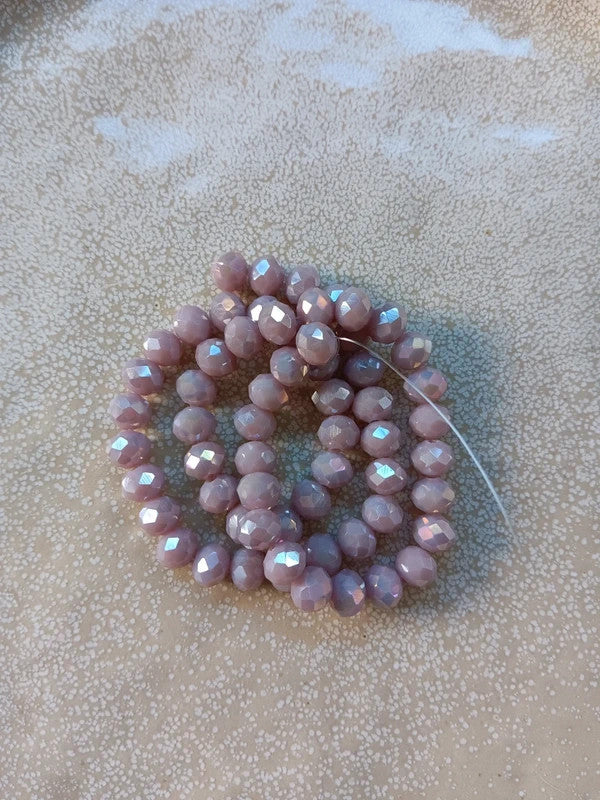 Fil de perles rondelles à facettes en verre - 8x6 mm - 60 perles