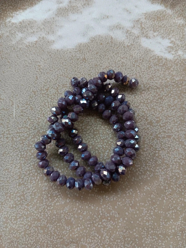 perlesetcreationbijoux - fil de perles rondelles à facettes en verre 6x4 mm viokettes