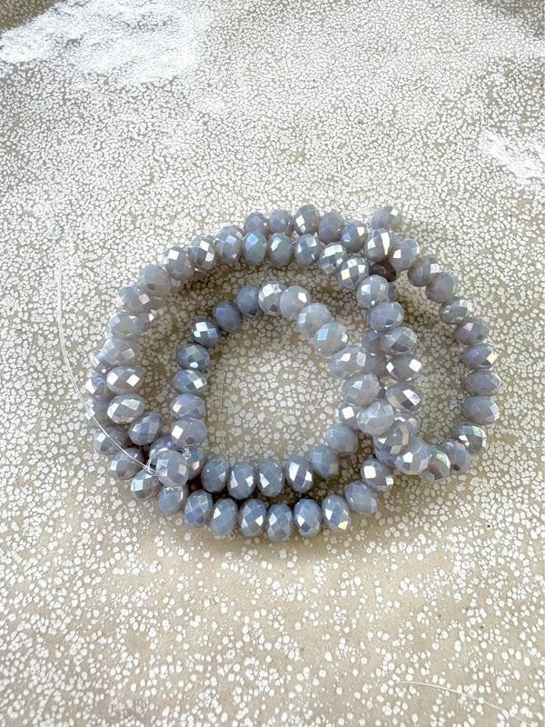 Fil de perles rondelles à facettes en verre - 6x4 mm - 90 perles